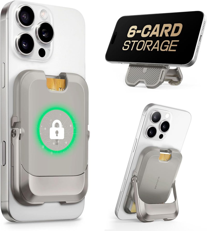 SupCase for MagSafe Wallet with Stand, Magnetic Wallet for Men Women, [Hold 6 Cards] [RFID Blocking] [Strong Magnetic Lock] Phone Stand Card Holder for iPhone 17/16/15/14/13/12 Series, Frost Gray - Image 1